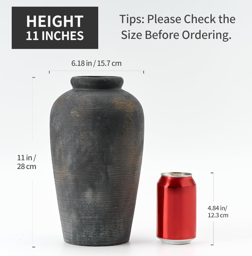 Tall Bronze Textured Ceramic Floor Vessel, Simple Country Style Large Display Jar For Living Area, Shelf, Lobby, Wedding And Desktop Arrangement - Image 2