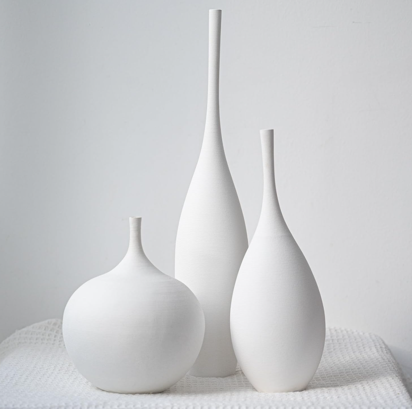 Three-Piece Matte Wabi-Sabi Textured Ceramic Vase Pack, Casual Simple Style Display Containers For Desktop Core Layouts And Reed Grass, Ideal Indoor Ornament And Gift Pick
