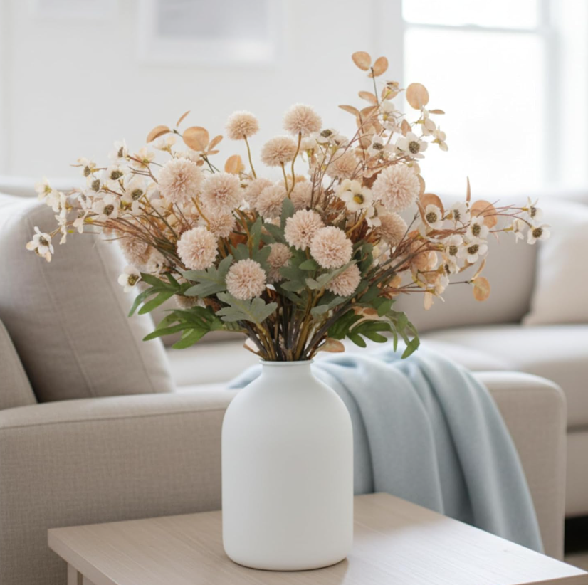 Oversized White Metal Flower Container Fit For Long Stem Blooms, Smooth Matte Surface Simple Style Desktop Ornament, Soft Japanese-Scandinavian Indoor Decoration - Image 2