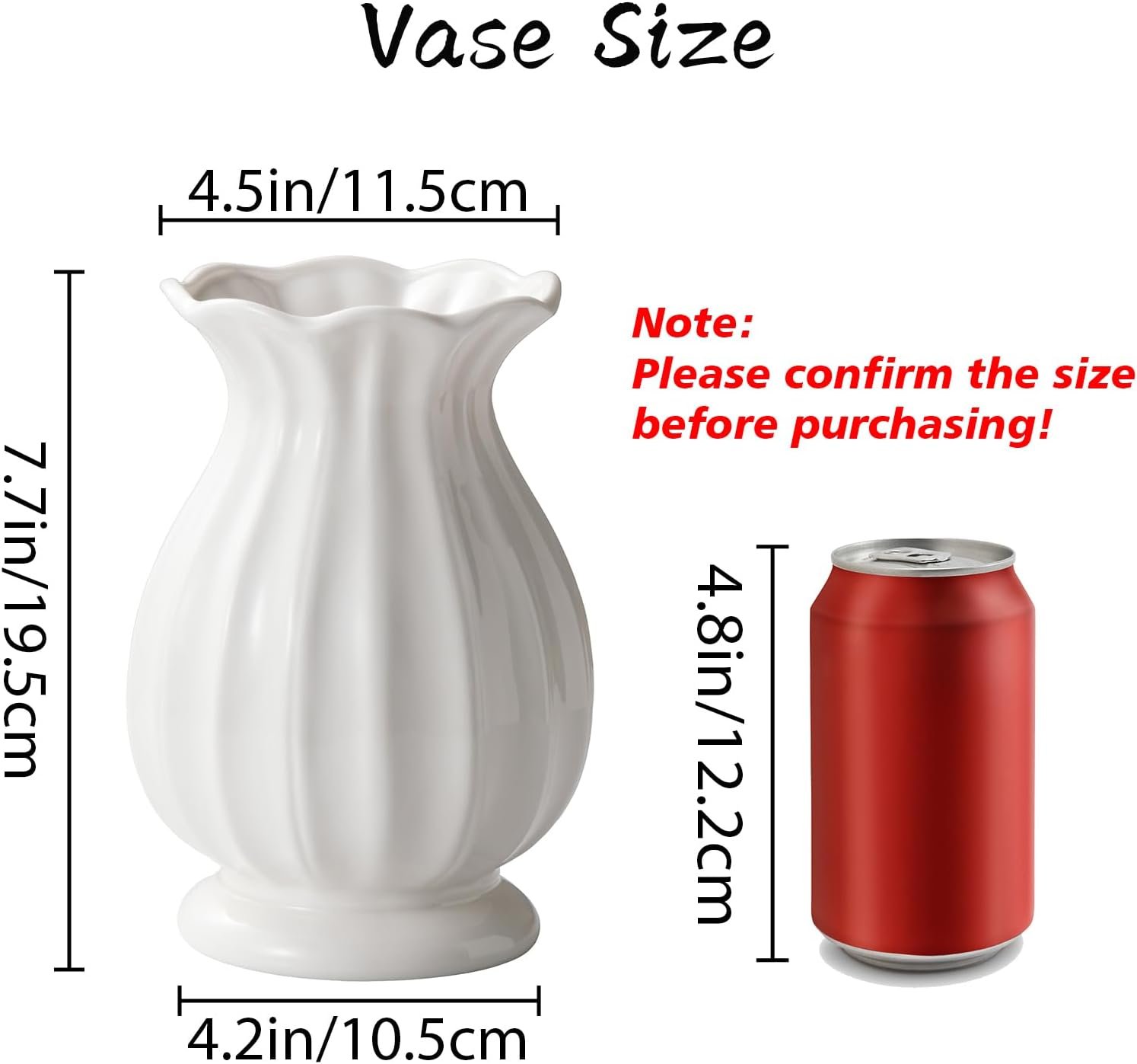 Medium-height solid white ceramic flower jar, distinctive shaped bloom holder for bouquets, countryside interior adornment for cabinets, tabletops and event layouts - Image 2